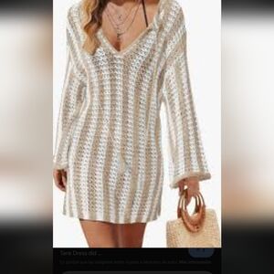 Chic Striped V-Neck Coverup